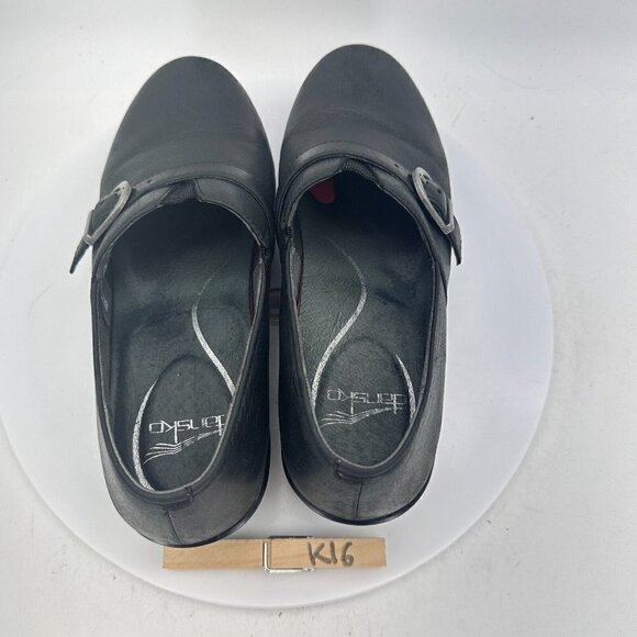 Dansko Jane Women Size 7 Black Leather Buckle Slip On Clog Shoes 9708020202 - Picture 12 of 13